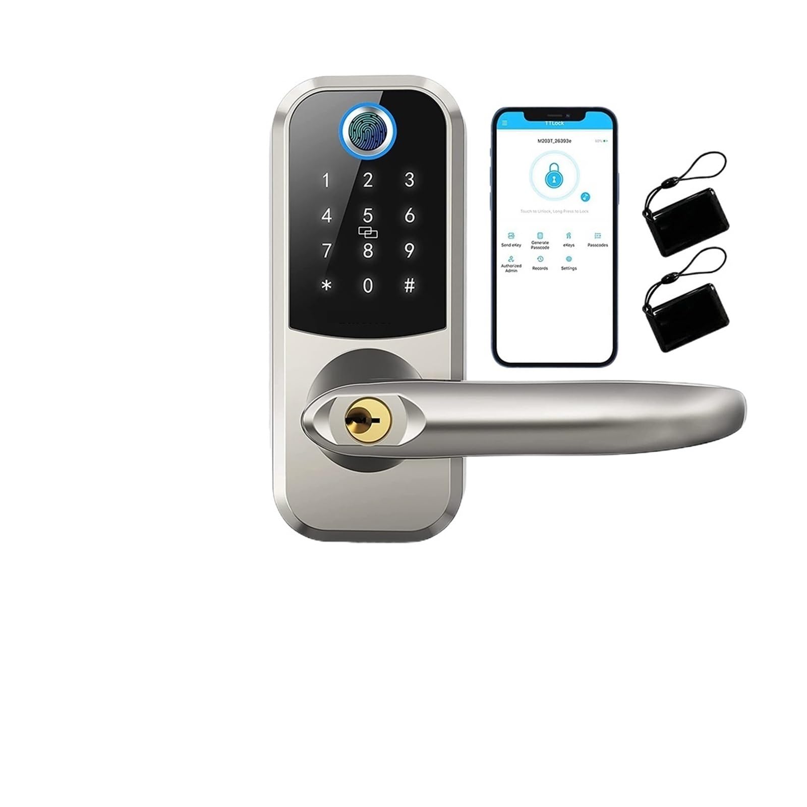 Smart lock, fingerprint lock. Electronic Smart Door Lock Biometric Fingerprint Keyless Front Deadbolt Locks Wifi Remote Unlock Password Home IC Card
