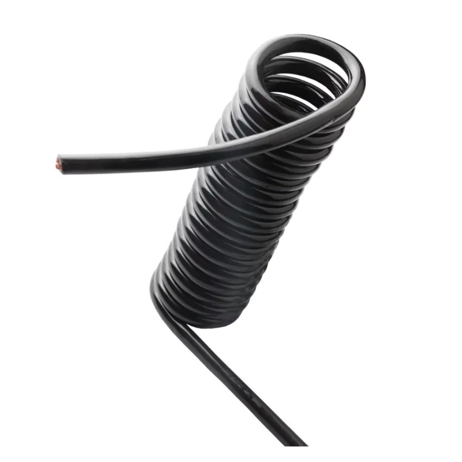 6-adriges 0,2 mm² 24AWG Federteleskop-Spiralkabel, 0,5 m, 7. Schwarzes Netzkabel(2.5m)