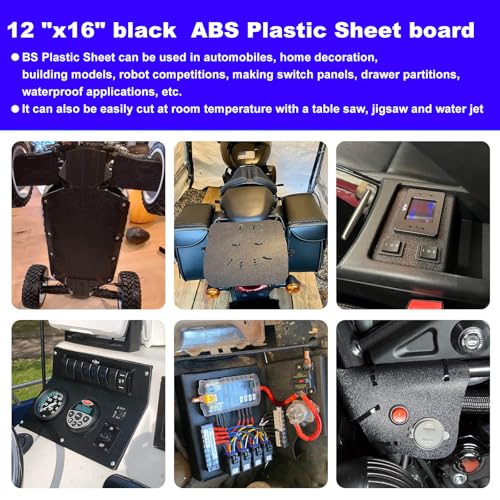 Image of ABS Plastic Sheet 1 /16 Inch -Black Plastic Sheeting -Flexible Plastic Sheet- Heat Moldable ABS plasticsheet for DIY,Car Interiors,Decor,Crafts - 6 Pack