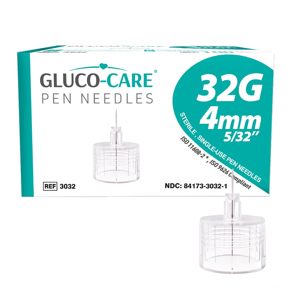 GLUCO-CARE Pen Tips 32G x 4mm, Universal Fit, 100/bx, Sterile, Comfort