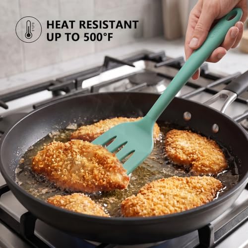 Image of Coukre 3 Pack Silicone Spatula Set, Heat Resistant to 500F, BPA-Free