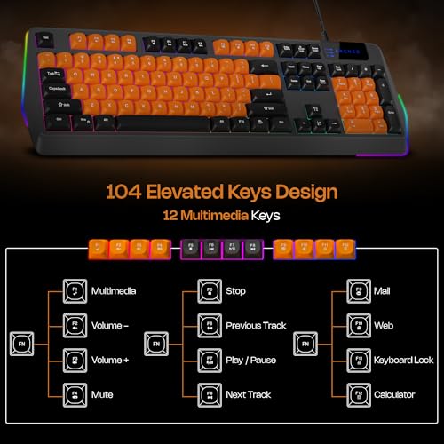 Image of Archer Tech Lab Wired Gaming Keyboard and Mouse Combo| Full Size 104 Keys, 19 Anti-Ghosting| 6 Button Mouse Adjustable 7200 DPI, 13 RGB Modes, Braided Cable| for PC, Laptop, Windows, Mac, Linux(G200)