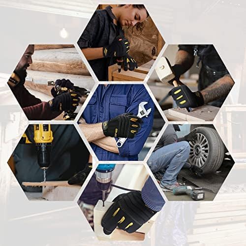 Miniatura 2 de Guantes de trabajo para hombre con agarre, guantes de trabajo mecánicos, para pantalla táctil, duraderos, acolchados en los nudillos y palma, color