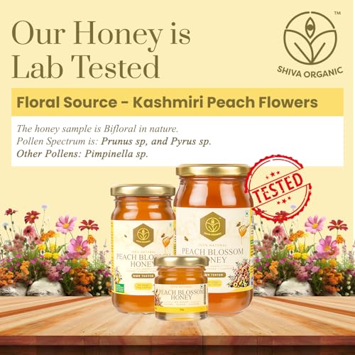 Image of Shiva Organic Peach blossom Honey -1 kg | 100% Raw and Pure | Natural and Original | No Added Sugar | Unprocessed Honey