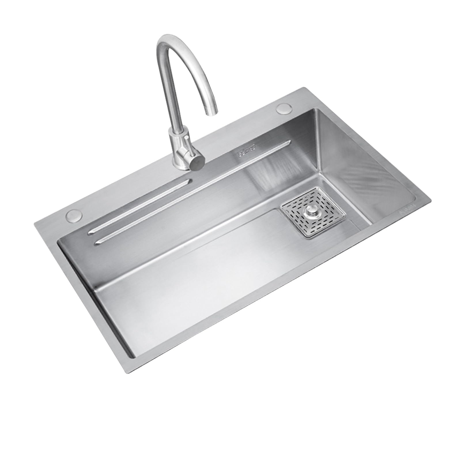 TAXXII Undermount Single Bowl Kitchen Sink, Stainless Steel Workstation Bar or Prep Sink w/Faucet(60X45cm/23.6X17.7in)