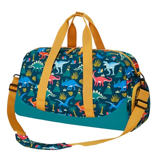 Choco Mocha Bolsa de viagem infantil para meninos – Bolsas noturnas para viagem, academia, festa do pijama, meninos de 9 a 12 anos, 6 a 8 anos, Dinossauro verde escuro, Large, Apenas mochila