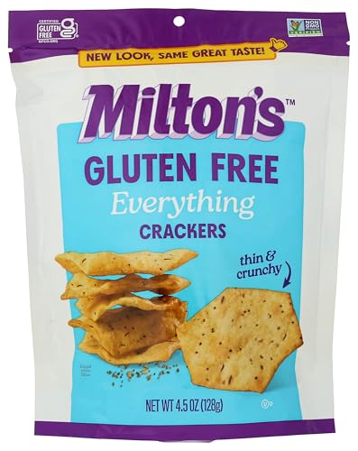 Milton's Gluten Free Crackers, Everything - Everything Bagel Inspired, Non-GMO Project Verified, Kosher, Certified Gluten Free Snack, 7 Grains In Every Bite - 4.5 Oz