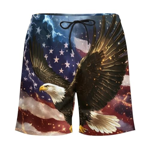 U.S Flag Bald Ea-gles Men's Swim Trunks Quick Dry Bathing Suit Board Shorts with Compression Liner4