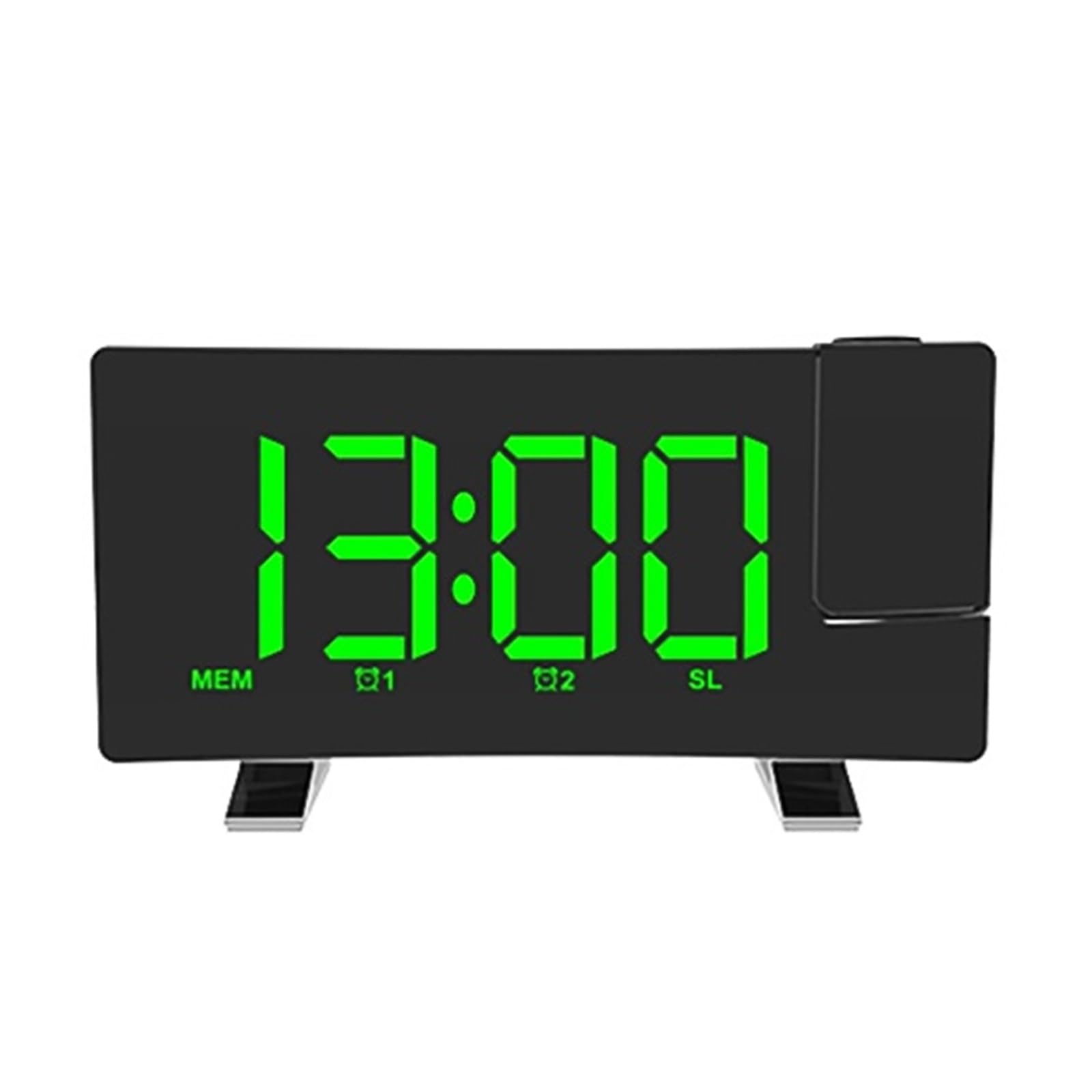Reloj despertador de proyección con pantalla curva LED que evita el cansancio visual nocturno