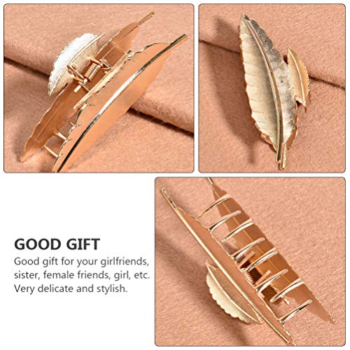 Minkissy 2 peças de penas de metal em forma de folha grampo de cabelo, presilha de cabelo, pente de
