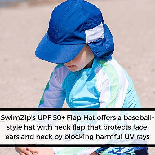 Swimzip Upf 50+ Kids Sun Hat - Neck Flap & Adjustable Tightener | Navy 0-6 Month #TOP2