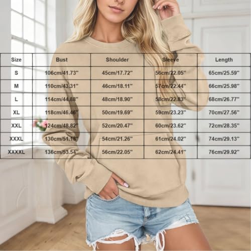 Fall Crewneck Sweatshirts Women Oversized Long Sleeve Casual Pullover Tops - image 7