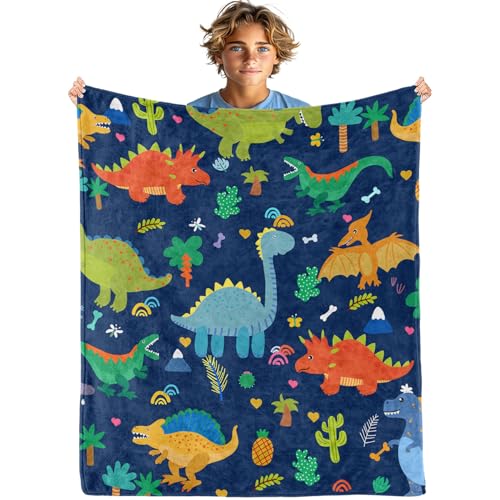 Dinosaur Throw Blankets for Kids - Dinosaur Blanket Gifts Toys for Boys Girls Flannel Dino Blanket Best Christmas Birthday Easter Halloween Presents, 40