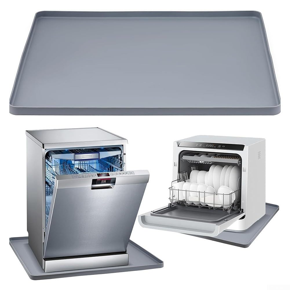 Tappetino in silicone 60 x 60 x 1,7 cm, per lavatrice e asciugatrice, tappetino protettivo antiurto per cestello superiore anti-vibrazione (grigio)