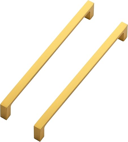 Miniatura 10 de Ravinte Paquete de 10 manijas cuadradas sólidas de latón cepillado para gabinete de cocina de 6-14 pulgadas, tiradores de cajón, accesorios de