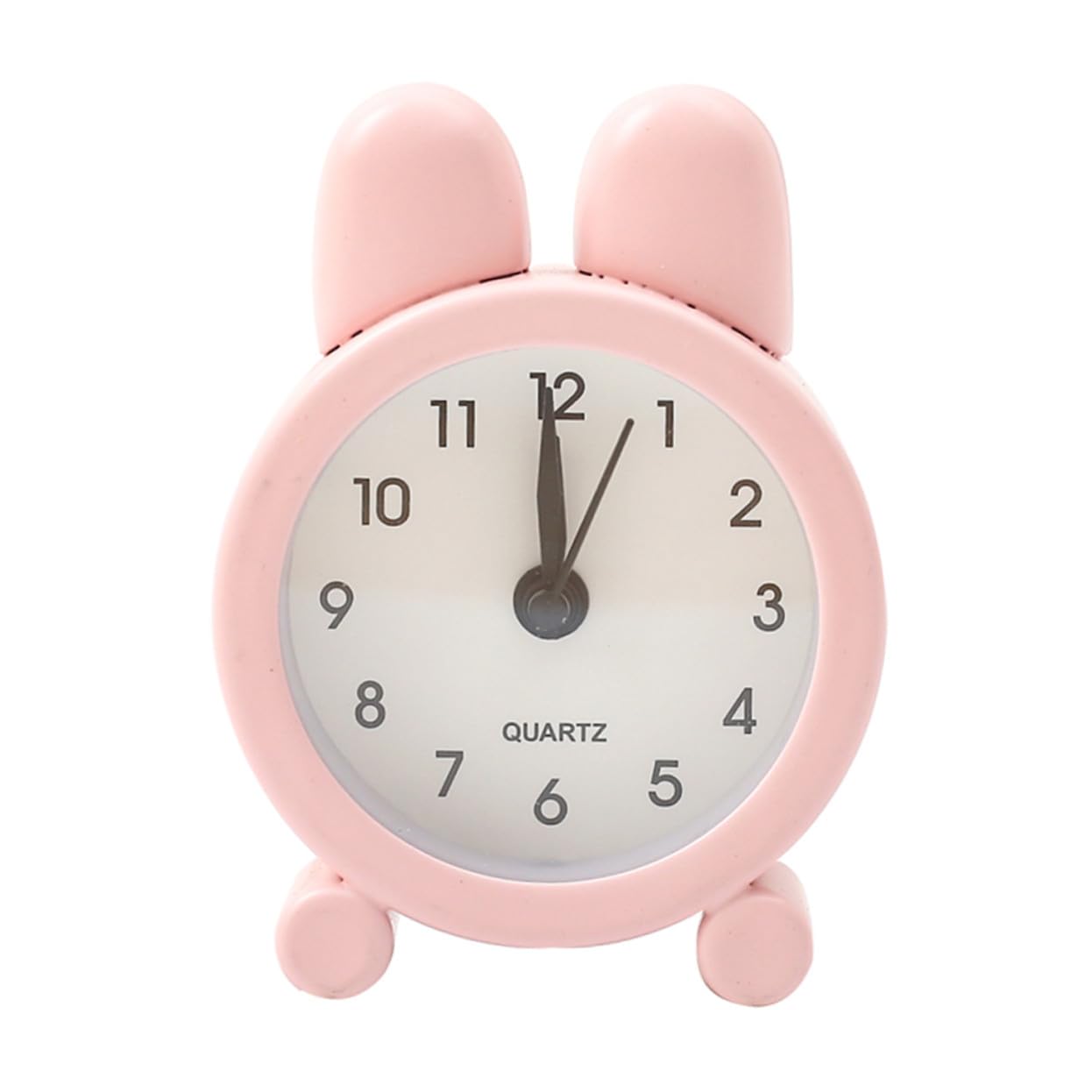 HAKIDZEL Pink Metal Rabbit Ear Desktop Alarm Clock Silent Bedside Wake-up Device with Function Decorative Mini Clock for