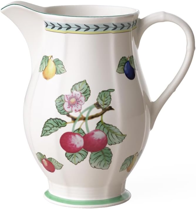 Villeroy & Boch French Garden Fleurence Oversized Pitcher, 67.5 oz, Premium Porcelain, White/Colored