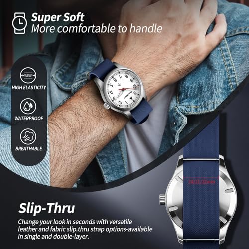 ULLCHRO Watch Strap FKM Rubber Watch Strap 20mm Waterproof Silicone Replacement Band 22mm, Soft Rubber for Man Watch Band (21mm, Navy Blue) by ULLCHRO - Used condition - Image 4