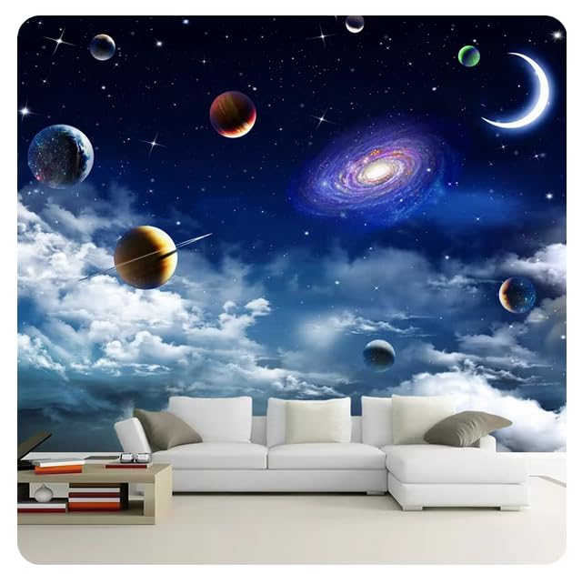 Papier peint photo 3D ciel étoilé 200x140 cm pour plafond et salon