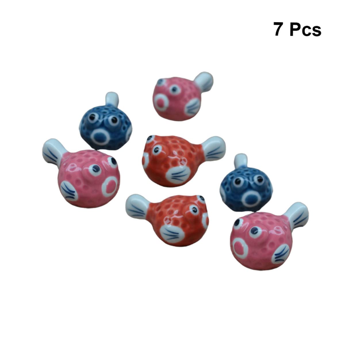 Soporte para Palillos, Soportes para Palillos de Restaurante, Cuchara de cerámica para Pescado, Paquete de 7 Unidades, Multicolor, 4,5 x 2,3 x 2 cm.