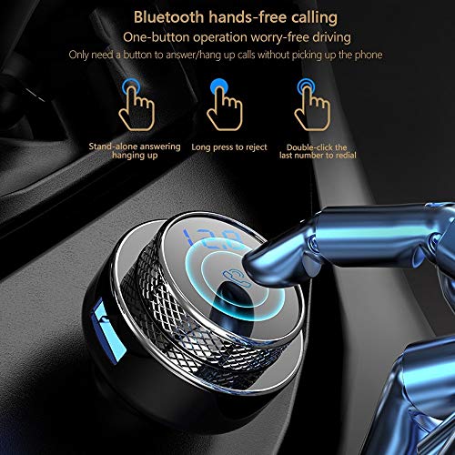 MiOYOOW Trasmettitore Bluetooth 5.0 per Auto, QC 3.0 Caricabatteria Veloce per Auto Vivavoce per Auto Lettore MP3 Supporta Scheda TF/U Disk