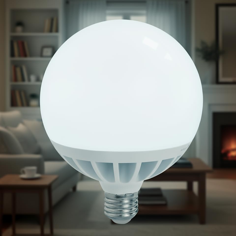 LED ATOMANT Bombilla LED E27 G120 Potentisima 25W. Color Blanco Frio (6500K). Globo de 2450 Lumenes. 330 Grados Apertura.