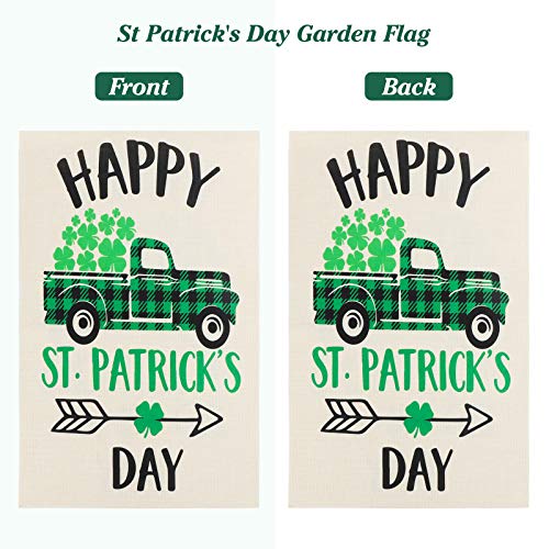 AKEROCK St Patricks Day Garden Flag, 12.5x18 Inch Double Sided Garden Decor, St Patricks Day Decorations for The Home, Shamrock Decorations