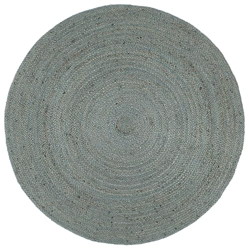 Tonture Alfombra redonda de yute hecha a mano, 210 cm, color verde oliva, resistente para salones, comedores, decoración de suelo natural, revestimiento de suelo robusto, diseño de habitaciones fácil