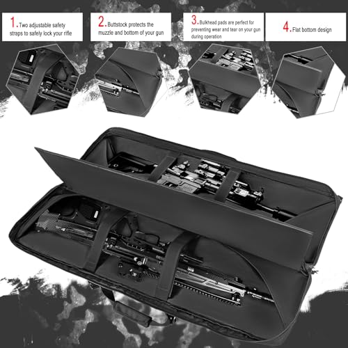 Image of 28 /32 /36 /42 /46 /48 /51 /55 inch Double Rifle Case Soft Gun Bag Tactical Backpack | Portable Long Rifle Bag for Outdoor Hunting Shooting, Gun Case Firearm Storage & Transportation, Hunting Shooting Range