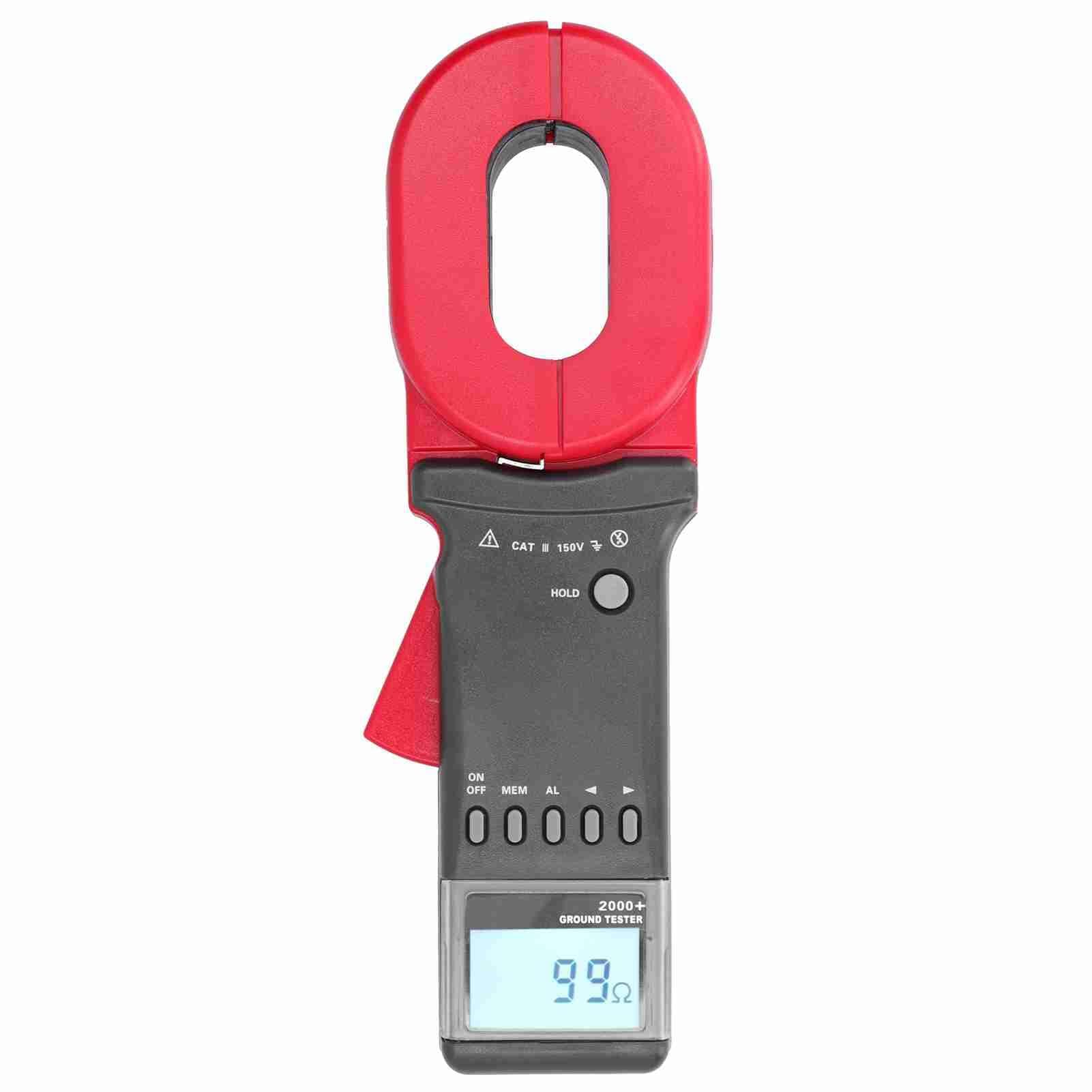 Dpofirs 0,01-1200 Ω Clamp Amperemeter, digitaler Erdungswiderstandstester mit LCD-Bildschirm, 1-199 Ω Schall- und Lichtalarm Digital Clamp Ground Meter