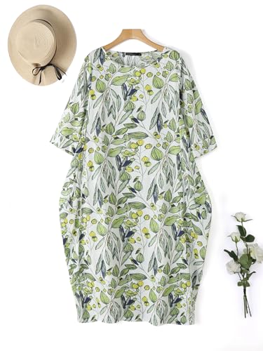 Image of Celmia Autumn Solid Loose Long Maxi Dress Cotton Caftan