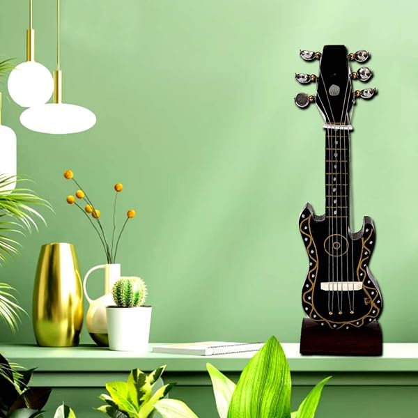 Handmade Crafted Miniature Pure Wooden Upto 7 Inch Guitar- Black