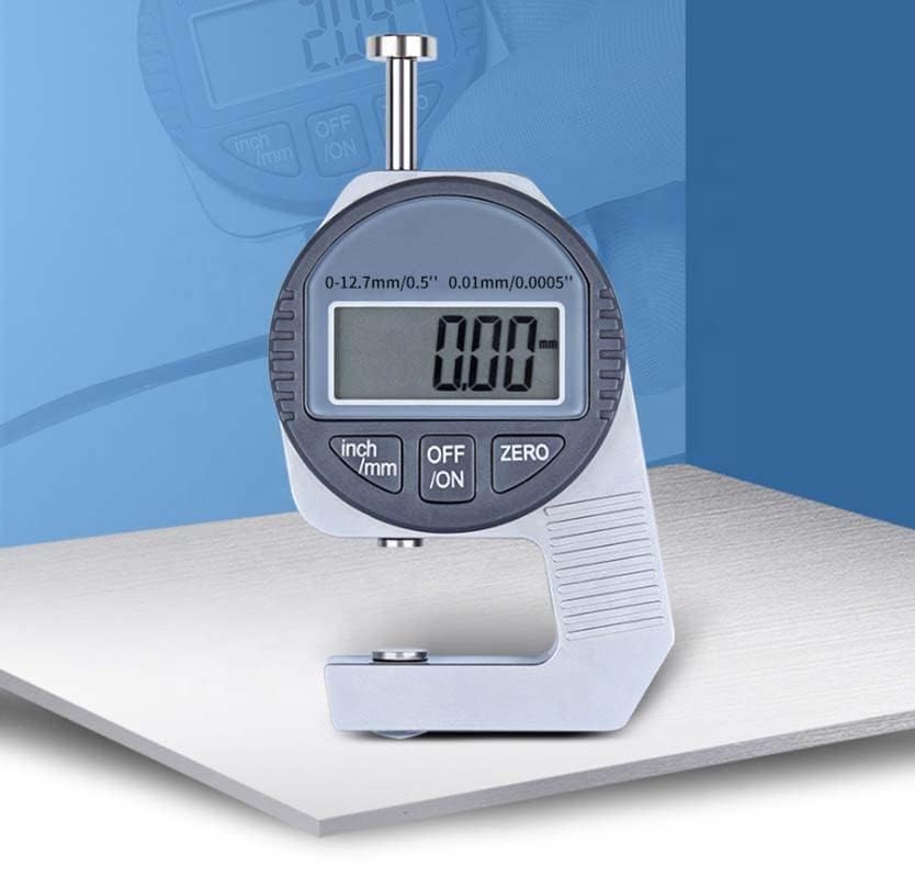 Image of Digital Thickness Gauge, Electronic Micrometer Thickness Meter with LCD Display, Unit Conversion, Storage Case 12.7mm(A-GAUGE MACHINE)
