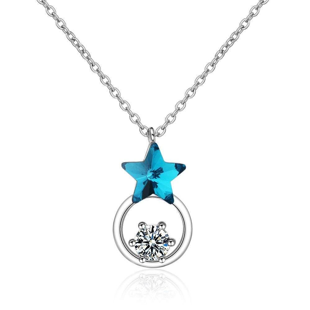 LYGBAOFUL Halsketten aus 925er-Sterlingsilber mit blauen Kristallen für Damen, modischer Statement-Schmuck