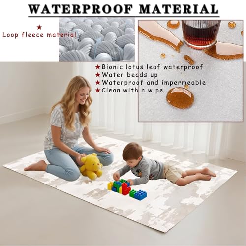 Tapis salon imperméable et lavable 60x90 antidérapant gris - 3
