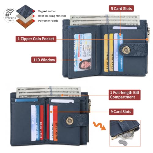 Small Womens Wallet Bifold Floral RFID Blocking Card Holder - Image 4