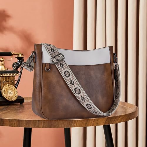 Image of 2PCS /Set Crossbody Bags for Women,Vegan Leather Hobo Purse Wallet For Women Set,Shoulder Bags With 2 Adjustable Strap