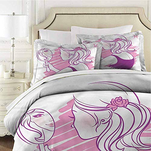 Mannwarehouse Zodiac Gemini Parure de lit pour adolescente 1 housse de couette et 2 taies d'oreiller en microfibre brossée – King size 264,2 x 228,6 cm