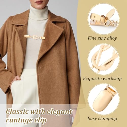 Image of Tyqour 3 Pcs Sweater Vintage Dress Clips Dress Cinch Waist Cincher Clip for Women Elegant Cardigan Clip Set Perfect Clothing Accessory for Sweaters, Shawls and Dresses