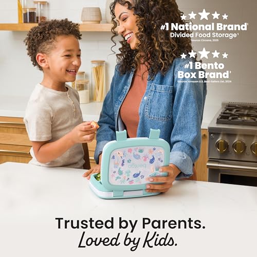 Image of Bentgo Kids Prints Leak-Proof, 5-Compartment Bento-Style Kids Lunch Box - Ideal Portion Sizes for Ages 3-7, Durable, Drop-Proof, Dishwasher Safe, & PFAS & BPA-Free Materials (Sea Life)