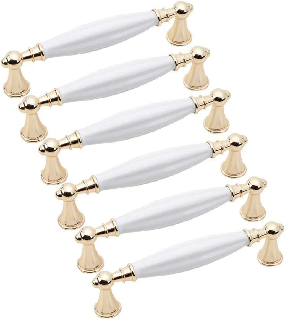 YATUOPNG Knob Handle,Cabinet Drawer Pull, Kitchen Cupboard Pulls, Knobs, 6 Pcs Wardrobe Handles Dresser Door Ceramic with Screw