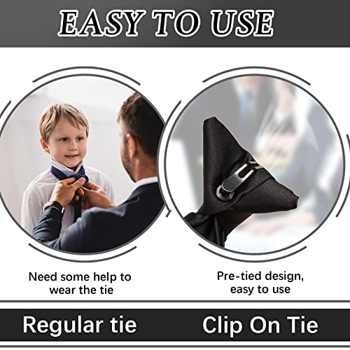 SATINIOR 2 Pcs Kids Tie for Boys Black Red Clip on Tie Pre-tied Neckties Adjustable Solid for Wedding School Uniform(14 Inches,Black, Red)4