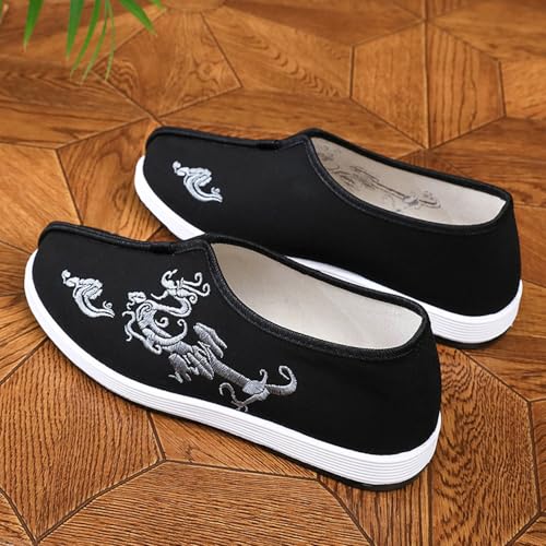 Embroidered Tai Chi Kung Fu Shoes, Unisex Canvas Martial Arts Flats, Traditional Chinese Slip-On Sneakers with Non-Slip Sole for Men and Women4