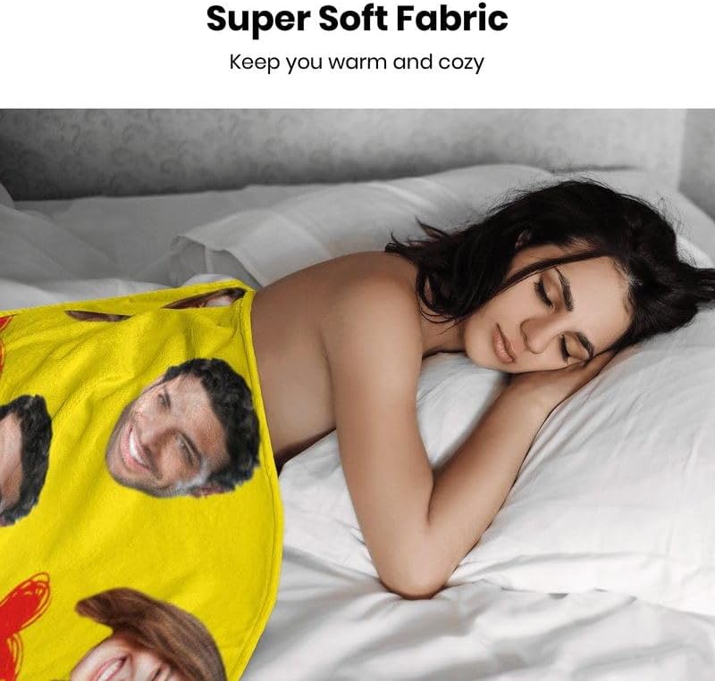 Miniatura 7 de Manta personalizada con fotos de parejas, manta personalizada de caras divertidas con patrón de amor rojo, manta novedosa para hombres y mujeres,
