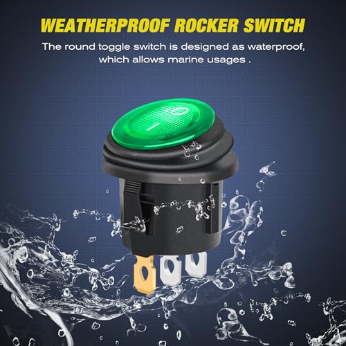 Image of Nilight 3 Gang Rocker Toggle Switch Panel Waterproof | 12V On-Off Switches with Green LED Light three Pin for Automotive Lights Marine Boat Car Camper Truck Vehicles