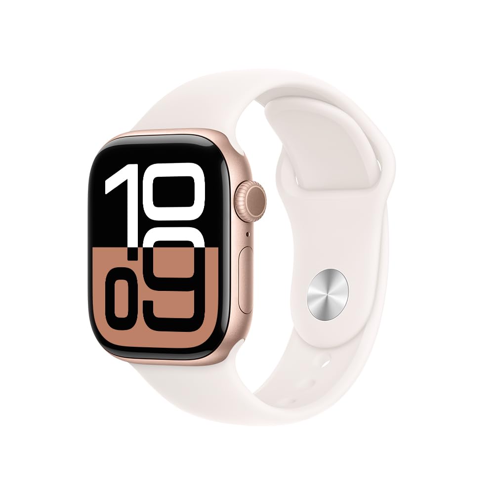Apple Watch Series 10 GPS • Caja de Aluminio Color Oro Rosa de 42 mm • Correa Deportiva Rosa Rubor - M/L