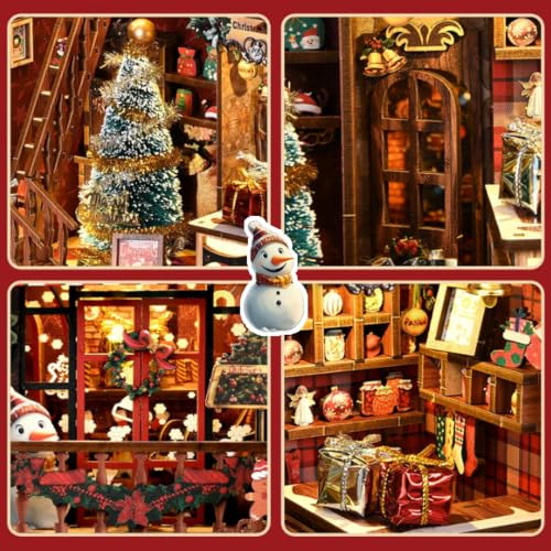 Christmas Book Nook Kit DIY Miniaturhaus Kit mit Spieluhr – Ansicht 5