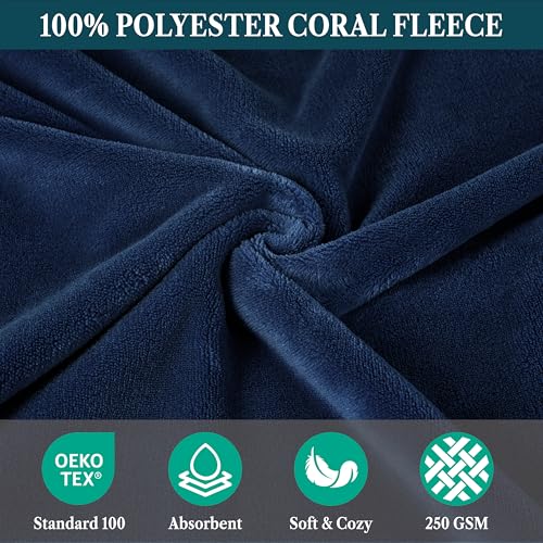 PAVILIA Fleece Hooded Towel for Kids, Soft Plush Beach Bath Towel, Absorbent Shower Wrap for Pool Swimming Toddler Boys Girls 3-8 Years 50x30 Inch, Navy4