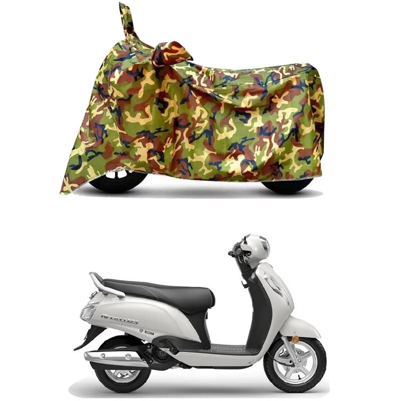 Image of Waterproof 100% PVC Coated Bike Scooty Two Wheeler Body Cover Compatible for Suzuki Access 125 Drum /UV-Rays /Heat Protection /Birds Dropping /Scratchproof /Dust Proof [6X6 Jungle Print]