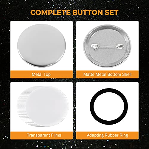 BEAMNOVA 100 Sets 44mm / 1.73 in (Approx. 1-3/4 inch) Metal Button Supplies Blanks, for Round Pin Maker Machine, Matte Metallic Back, Hand Press Badge Making Parts - Thumbnail 2